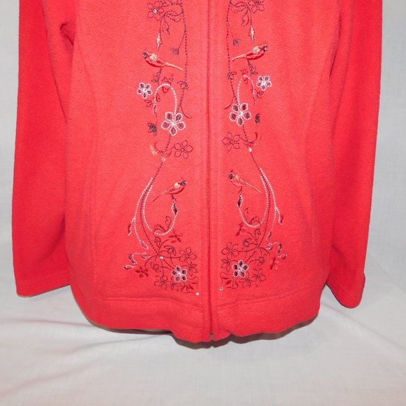 Northern Reflections Womens L Red Full Zip Fleece Jacket Cardinals Crystals - Picture 6 of 11